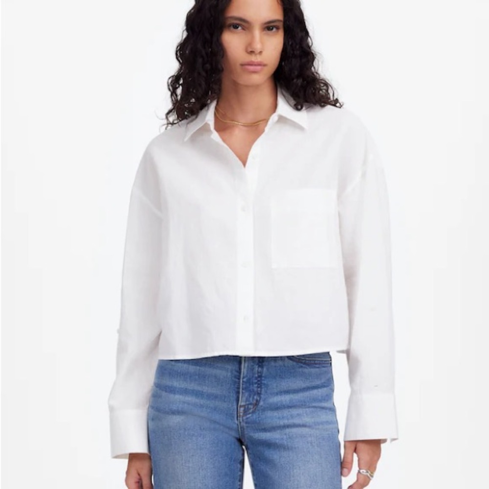Madewell Straight Hem White Button-Up Shirt